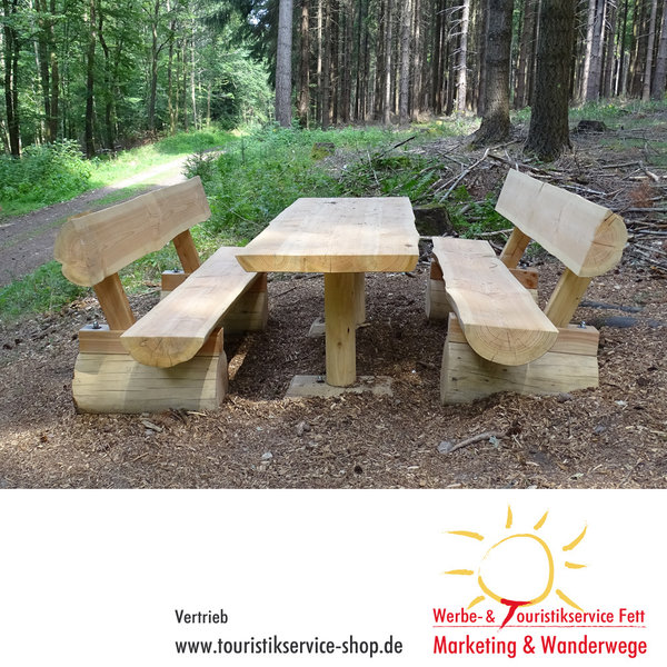 Holz Bankgruppe Trauntal 2 m (Douglasie oder Lärche Tisch 2 Bänke mit Lehne)