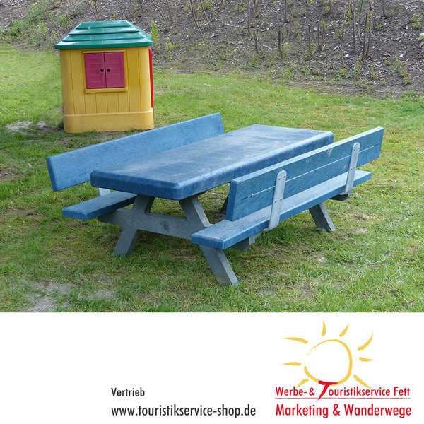 Kinder Picknickbank Kiga 1,50m Recycling-Kunststoff mit 2 Lehnen
