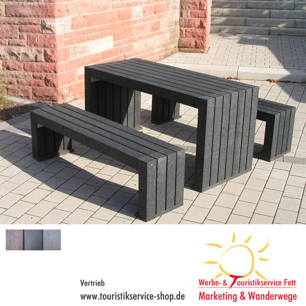 Bankgruppe Kubus 1,50 m Recycling-Kunststoff braun/grau/schwarz