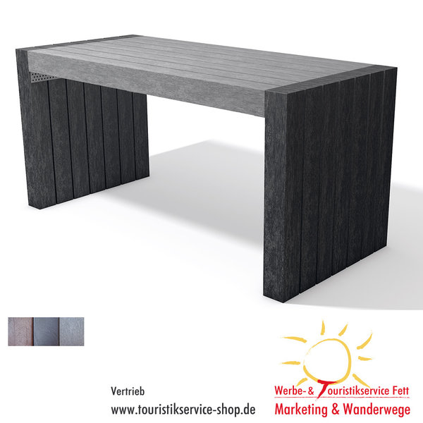 Tisch Kubus 1,50 m Recycling-Kunststoff, braun/grau/schwarz