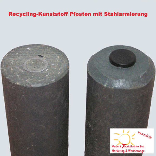 8cm armierter Rundpfosten Recycling-Kunststoff/Stahl mit Spitze