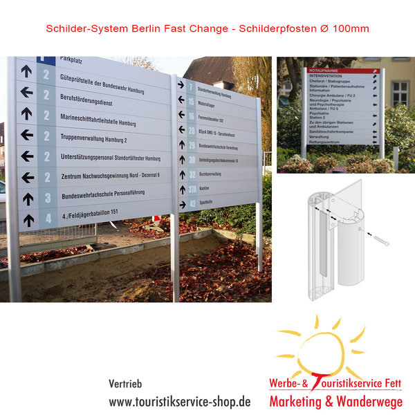 Schilder-System Berlin Fast Change, Pfosten Ø 100mm zum Einbetonieren, Aluminium